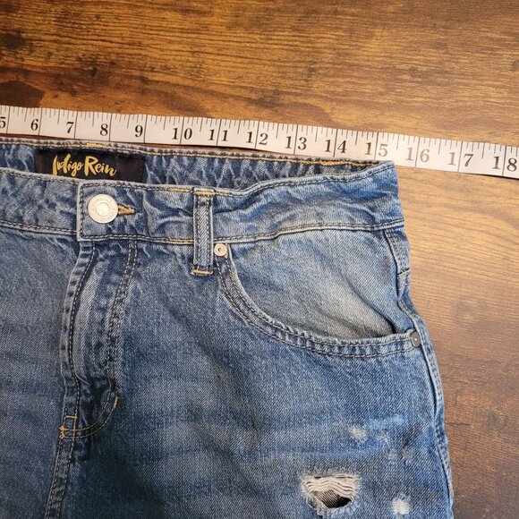Indigo Rein Denim Shorts Size 30 Ripped Organic Cotton Blend Medium Light Wash - Picture 6 of 11